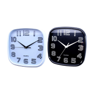 Tradineur - Reloj de pared analógico cuadrado 25 x 25 cm, números grandes, reloj clásico para cocina, sala de estar, dormitorio, oficina, decoración del hogar, color aleatorio