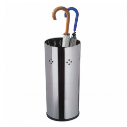 Tradineur - Paragüero cilíndrico de acero inoxidable 50 x 22 cm, soporte para paraguas redondo metálico para recibidor, hall, en