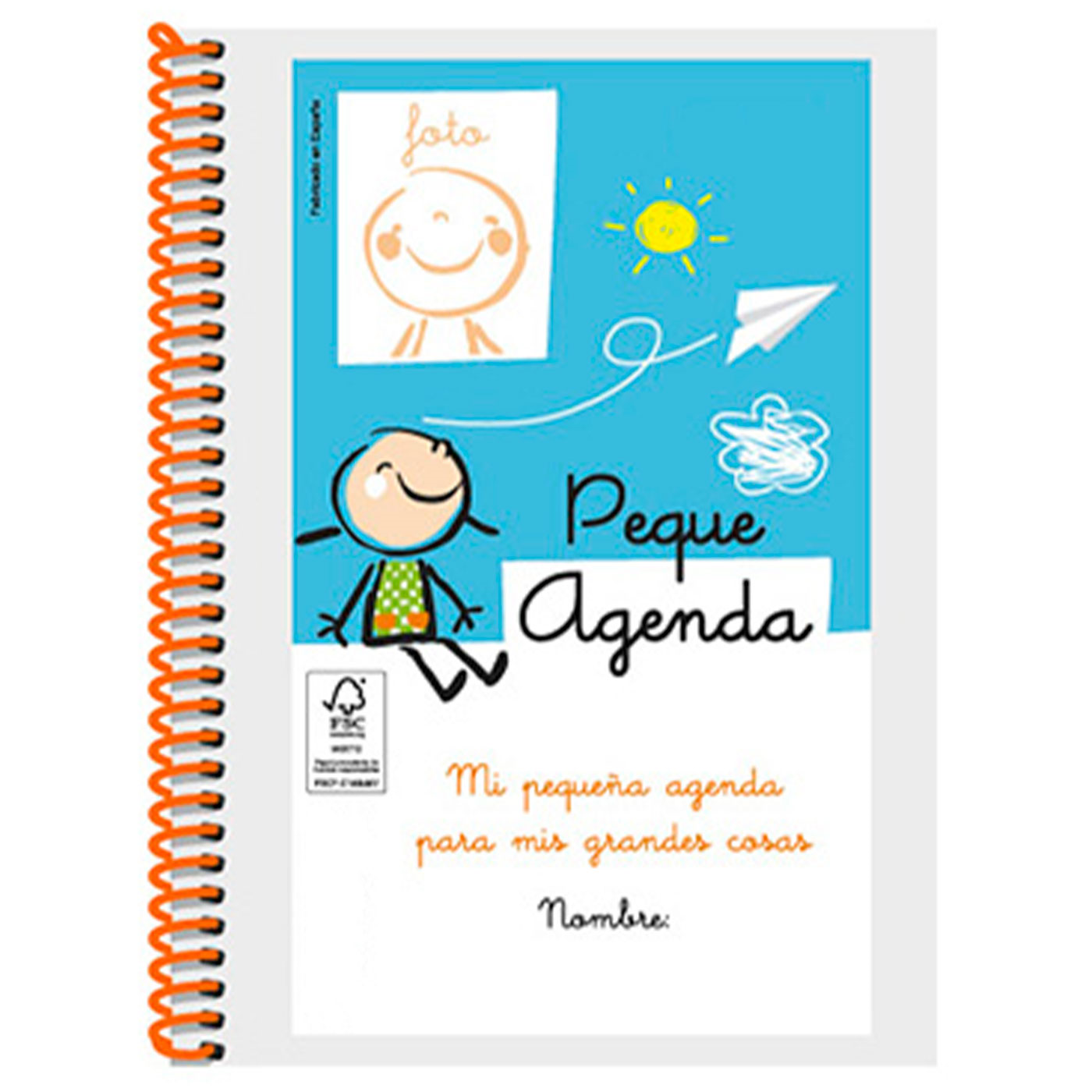 Tradineur - Agenda escolar con anilla "Peque Agenda" para niños pequeños, control de alimentación, medicación, sueño, 15 x 12,5 cm, color aleatorio