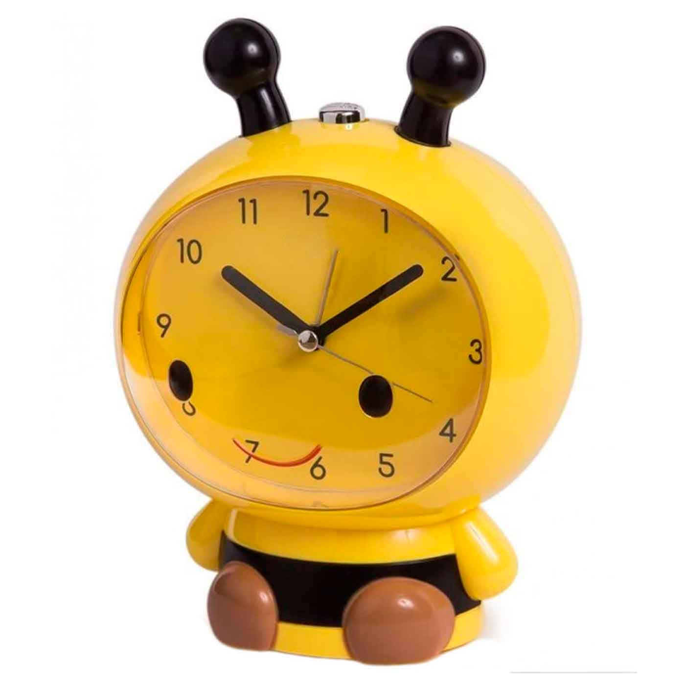 Tradineur - Reloj infantil analógico, despertador con diseño de abeja - Multifunciones - Fabricado en plástico resistente - 20 x 15 x 12 cm