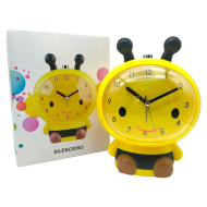 Tradineur - Reloj infantil analógico, despertador con diseño de abeja - Multifunciones - Fabricado en plástico resistente - 20 x 15 x 12 cm