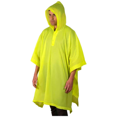 Tradineur - Poncho impermeable con capucha para ciclitas - Fabricado 100% poliéster - Alta densidad y revestimiento - Talla XL - XXL (Color Amarillo)