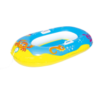 Tradineur - Barca hinchable infantil decorada con animales marinos, balsa inflable de vinilo, incluye parche de reparación, 119 x 79 cm, color aleatorio