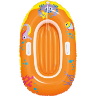 Tradineur - Barca hinchable infantil decorada con animales marinos, balsa inflable de vinilo, incluye parche de reparación, 119 x 79 cm, color aleatorio