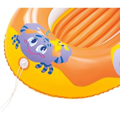 Tradineur - Barca hinchable infantil decorada con animales marinos, balsa inflable de vinilo, incluye parche de reparación, 119 x 79 cm, color aleatorio