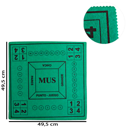 Tradineur - Tapete de mus, 2 a 4 jugadores, mantel, alfombrilla de fieltro para juegos de mesa, salón, cartas, grosor 2 mm (Verde, 50 x 50 cm)