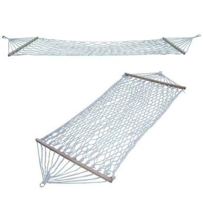 Tradineur - Hamaca colgante de algodón - Hamaca de lona natural, ligera, con cuerdas para exterior, camping, terraza o jardín - 70 x 200 cm - Color Blanco