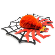 Tradineur - Araña colgante de cartón con cordón, decoración de Halloween, adorno festivo, fiestas, celebraciones, 37 x 43 cm