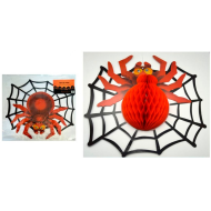 Tradineur - Araña colgante de cartón con cordón, decoración de Halloween, adorno festivo, fiestas, celebraciones, 37 x 43 cm