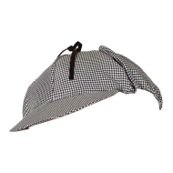 Tradineur - Set de detective - Incluye gorro en blanco y negro y una pipa color beige - Complemento para carnaval, halloween, fiestas, celebraciones.