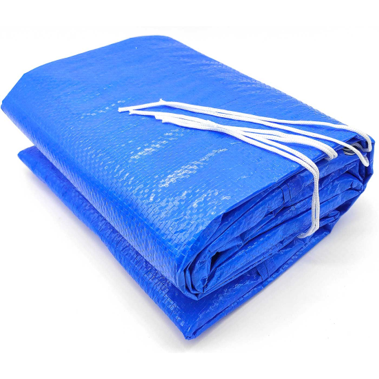 Tradineur - Lona cubre piscina redonda de polietileno, cobertor para piscina desmontable, cubierta de protección, funda (Azul, Ø 300 cm)