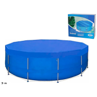 Tradineur - Lona cubre piscina redonda de polietileno, cobertor para piscina desmontable, cubierta de protección, funda (Azul, Ø 300 cm)