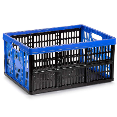 Tradineur - Caja plegable de plástico 32 litros, 22,5 x 47,2 x 34,5 cm, peso máximo 18 kg, caja, contenedor con asas para transporte y almacenamiento de objetos, alimentos