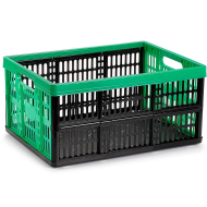 Tradineur - Caja plegable de plástico 32 litros, 22,5 x 47,2 x 34,5 cm, peso máximo 18 kg, caja, contenedor con asas para transporte y almacenamiento de objetos, alimentos