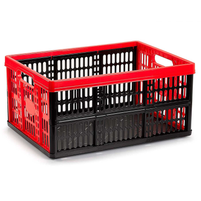 Tradineur - Caja plegable de plástico 32 litros, 22,5 x 47,2 x 34,5 cm, peso máximo 18 kg, caja, contenedor con asas para transporte y almacenamiento de objetos, alimentos