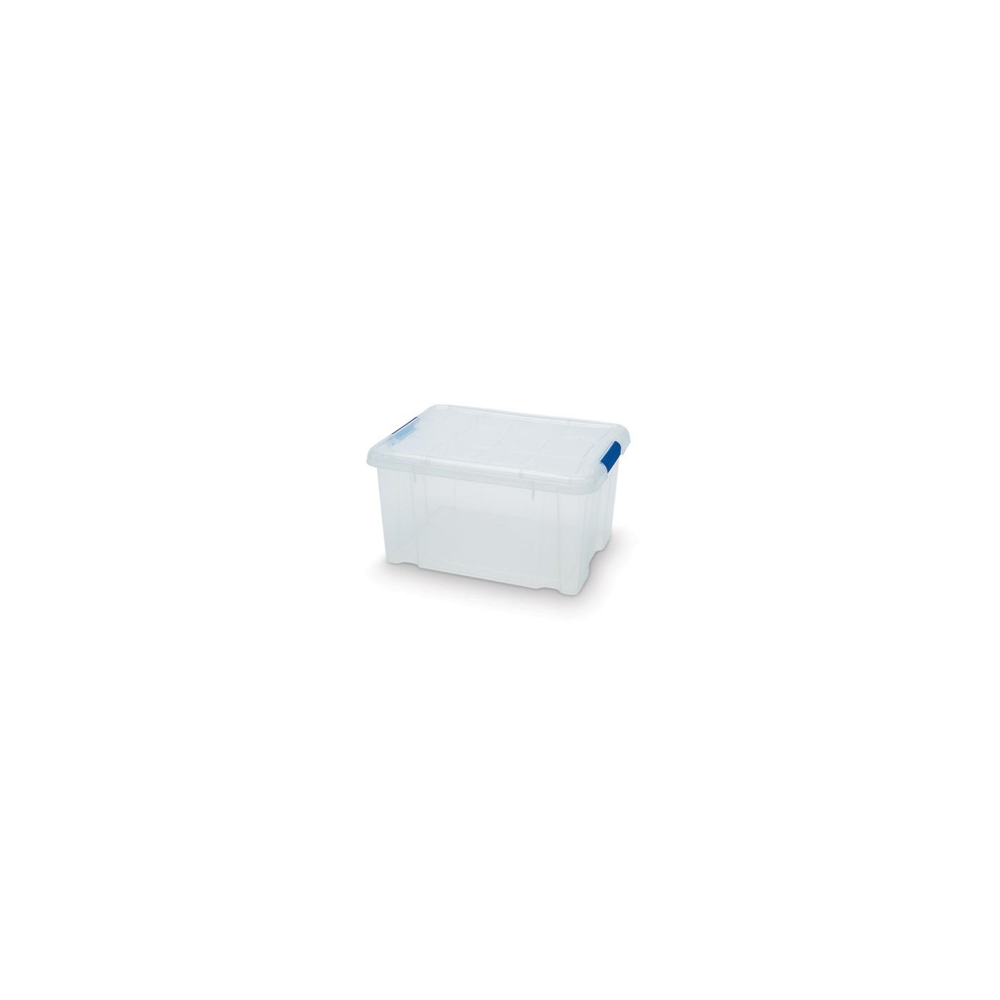 Tradineur - Caja de plástico transparente de 21,5 x 39,5 x 29,5 cm, con capacidad de 16  litros, Contenedor de plástico para almacenamiento con tapa y ruedas válida para interior e exterior.