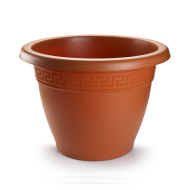 Tradineur - Maceta redonda clásica, recipiente, macetero para jardín exterior, terraza, balcón e interior del hogar, 40 cm de diámetro, marrón