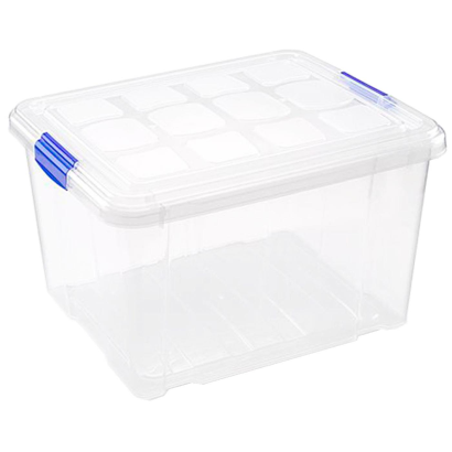 Tradineur - Caja de almacenaje plástico 25 litros. Cesta, recipiente ordenación, almacenamiento objetos 25,3 x 42,3 x 35 cm