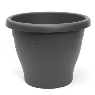 Tradineur - Maceta de plástico tipo "mediterránea", de color gris, y con 34 cm de diámetro y 28,5 cm de alto, ideal tanto para interior como exterior. Jardinera alta con agujeros para drenar agua