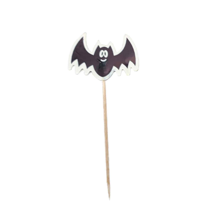 Tradineur - Set de 12 pinchos para halloween - Diseño de carabela, calabaza y murciélago - 10,5 cm de altura - Ideal para decorar comidas y aperitivos.