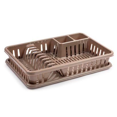 Tradineur - Escurreplatos Venecia de plástico rectangular, bandeja antigoteo, escurridor, soporte, organizador vajilla, cocina, 45 x 29,7 x 8 cm, color aleatorio