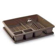 Tradineur - Escurreplatos rectangular de plástico con bandeja anti goteo 9 x 48 x 38 cm, escurridor de platos, soporte, organizador, estante para vajilla de cocina, color aleatorio