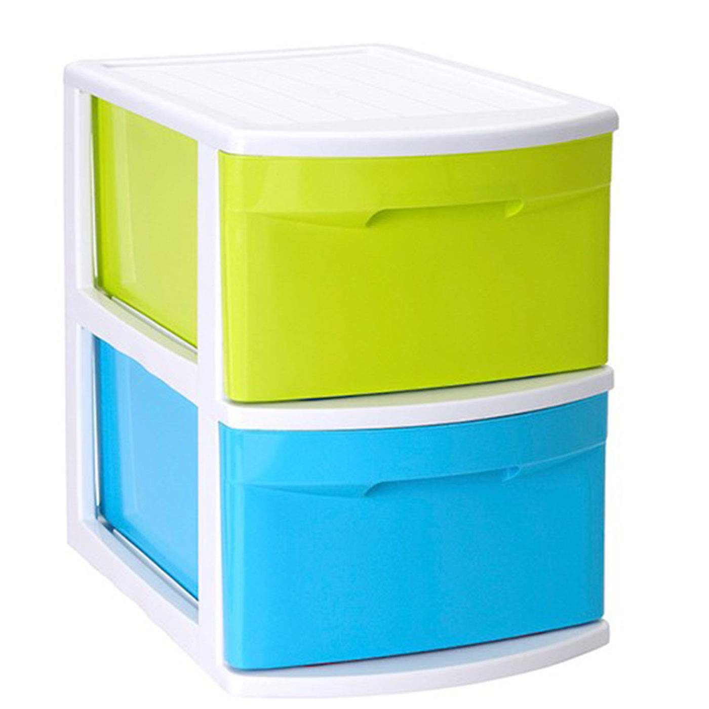 Tradineur - Cajonera támesis base blanco 2 cajones de color surtido 41 x 28 x 39 cm, Cajonera plástico 2 cajones sin ruedas multiusos para almacenamiento y organización ideal para oficina u hogar.