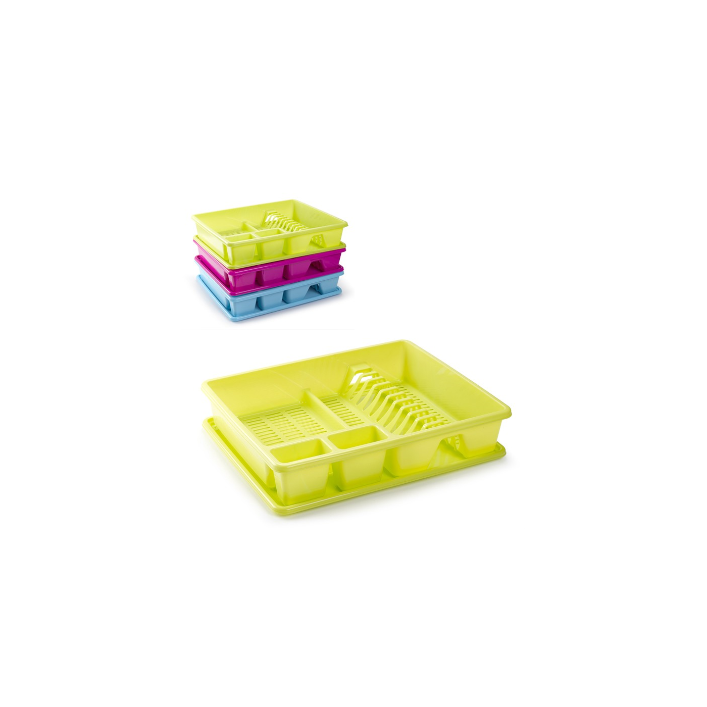 Tradineur - Escurreplatos rectangular grande, organizador de cocina, escurridor con bandeja, color surtido, 48 x 38 x 9 cm