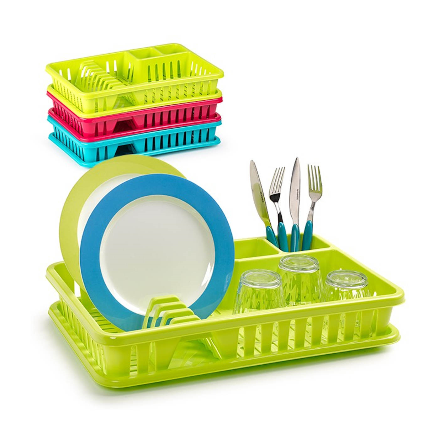 Tradineur - Escurreplatos venezia, organizador de cocina, escurridor con bandeja, color surtido, 45 x 29,7 x 8 cm