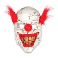 Tradineur - Máscara de payaso con pelo - Apto para jóvenes y adultos - Complementos de disfraces para carnaval, halloween u otras celebraciones - Color blanco y rojo.