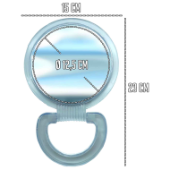 Tradineur - Espejo redondo de doble cara - Soporte de mano profesional con mango plegable - diámetro de 16 cm - Transparente