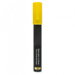 Tradineur - Marcador de tiza liquidad color oro borrable con punta reversible (redonda y biselada) - Ideal para diseño comercial