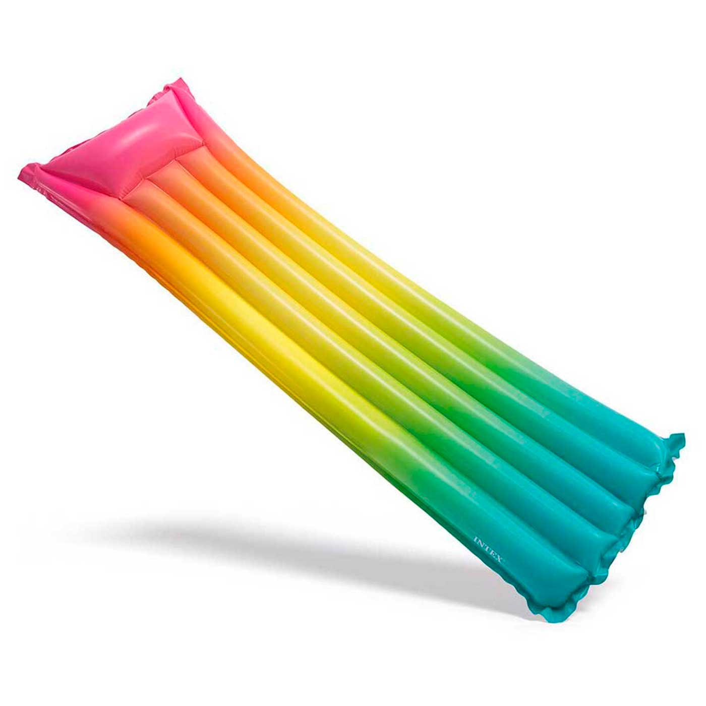 Tradineur - Colchoneta hinchable arcoiris, 2 cámaras de aire, vinilo resistent. Ideal para verano, disfruta de la piscina y playa. 183 x 69 cm.