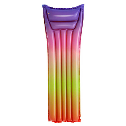 Tradineur - Colchoneta hinchable arcoiris, 2 cámaras de aire, vinilo resistent. Ideal para verano, disfruta de la piscina y playa. 183 x 69 cm.