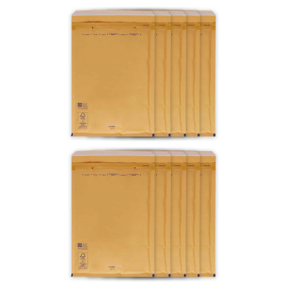 Tradineur - Pack de 10 sobres acorchados de burbujas - N.º 18 - Fabricados en papel - Ideal para sus envíos con total seguridad - 37 x 29 cm - Color Marrón