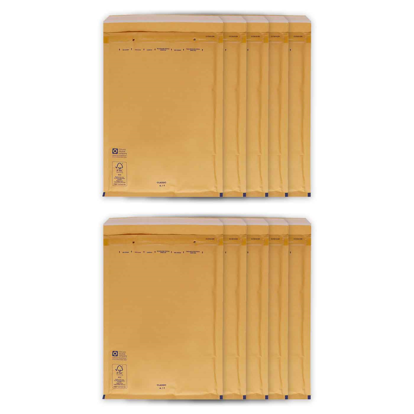 Tradineur - Pack de 10 sobres acorchados de burbujas - N.º 20 - Fabricados en papel - Ideal para sus envíos con total seguridad - 47 x 37 cm - Color Marrón