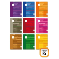 Tradineur - Pack de 6 cuadernos / libretas rayados dobles sin anillas de color surtido con medidas de 21 x 15 cm, ideal para el colegio, oficina... con tapa plastificada A5