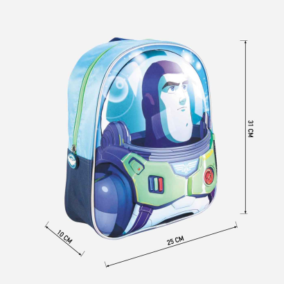 Tradineur - Mochila infantil en 3D con diseño de Buzz Lightyear, ideal para la escuela. Medidas de 25 x 31 x 10 cm para colgar en la espalda. Bolsa Toy Story Licencia Disney