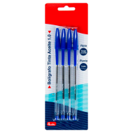 Tradineur - Set de 4 bolígrafos - Fabricado en plástico PVC - Tinta de aceite - Punta de 1 mm - Color azul.