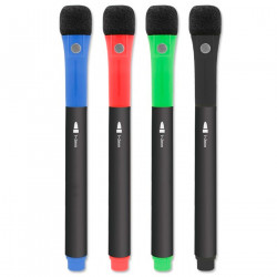 Tradineur - Pack de 4 rotuladores magnéticos de colores con borrador para pizarra blanca, marcadores de borrado en seco, uso esc