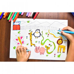 Tradineur - Caja de 12 rotuladores gruesos de colores para niños, marcadores con punta resistente, material escolar, colores viv