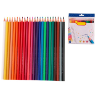 Tradineur - Caja de 24 lápices de colores para niños, material escolar, colores vivos surtidos, ideal para colorear y dibujar