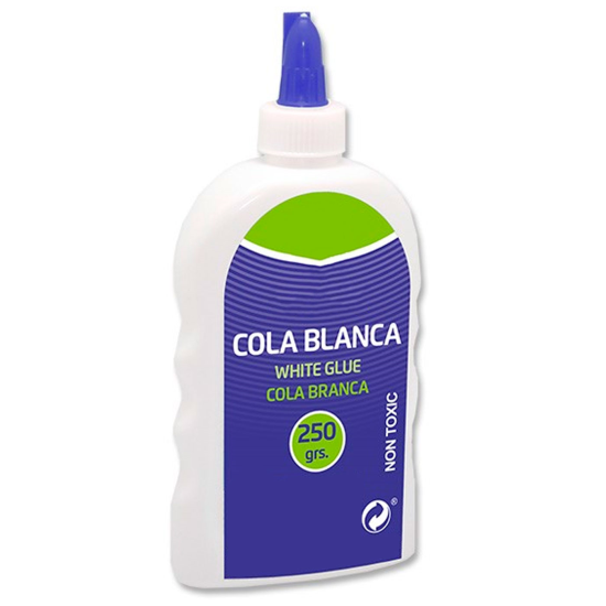 Tradineur - Cola blanca multiusos con aplicador para manualidades, bricolaje, uso escolar, artesanía, pegar papel, cartón, madera, 250 g