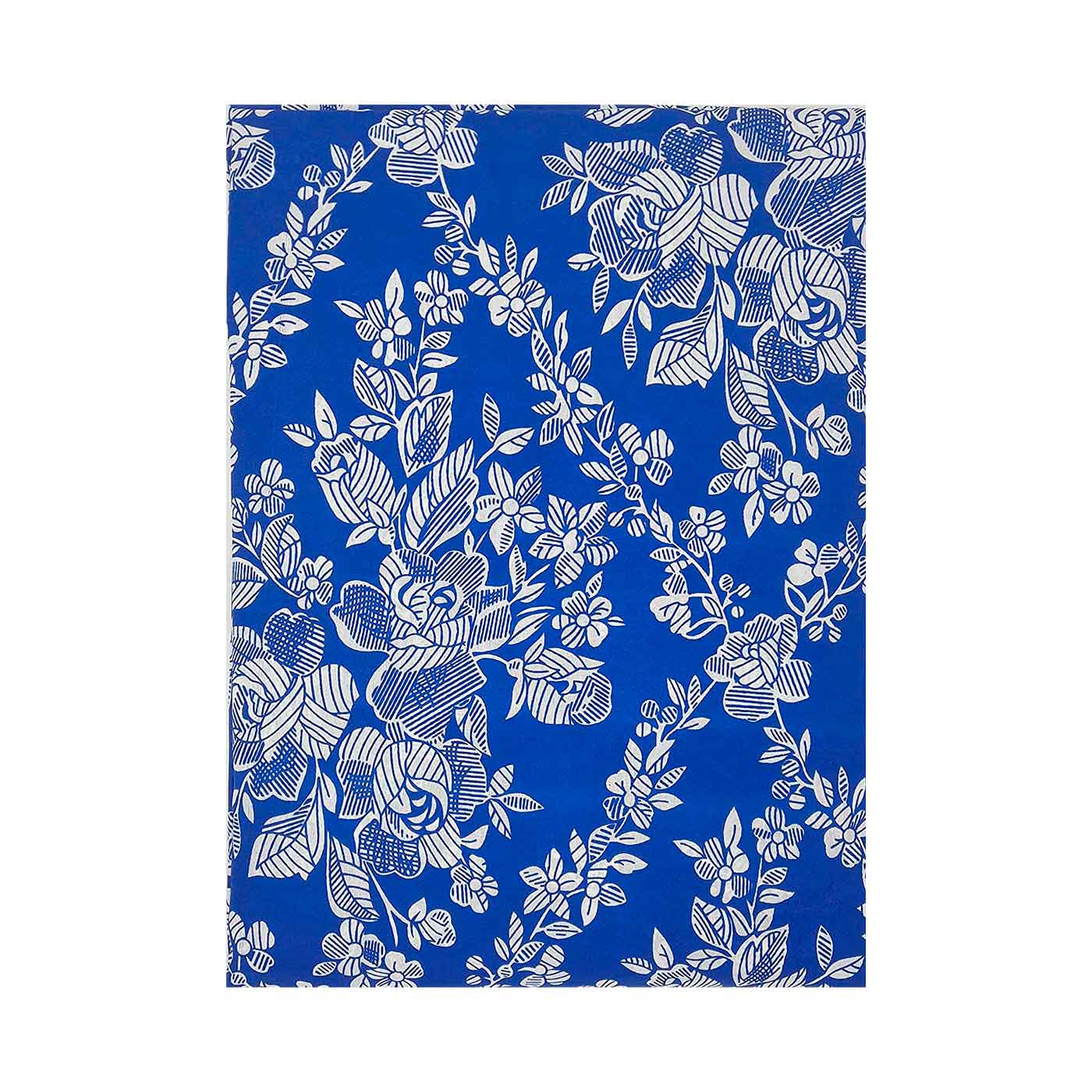 Tradineur - Funda para colchón estampada de poliéster con cremallera, flores blancas, extra suave, no encoge, protector de colchón (Azul, 150 cm)