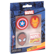 Tradineur - Pack de 4 gomas de los Vengadores, con distintos diseños, ideal para la vuelta al cole, adaptable a lápices. Medidas caja 10 x 10 x 2 cm. Licencia oficial Marvel