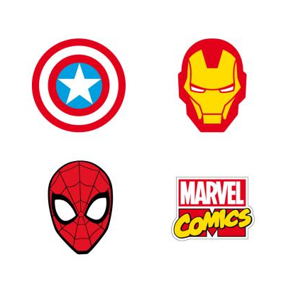 Tradineur - Pack de 4 gomas de los Vengadores, con distintos diseños, ideal para la vuelta al cole, adaptable a lápices. Medidas caja 10 x 10 x 2 cm. Licencia oficial Marvel