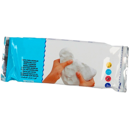 Tradineur - Pasta para modelar, arcilla maleable, suave y flexible, secado al aire, ideal para hacer manualidades, artesanía (Blanco, 500 g)