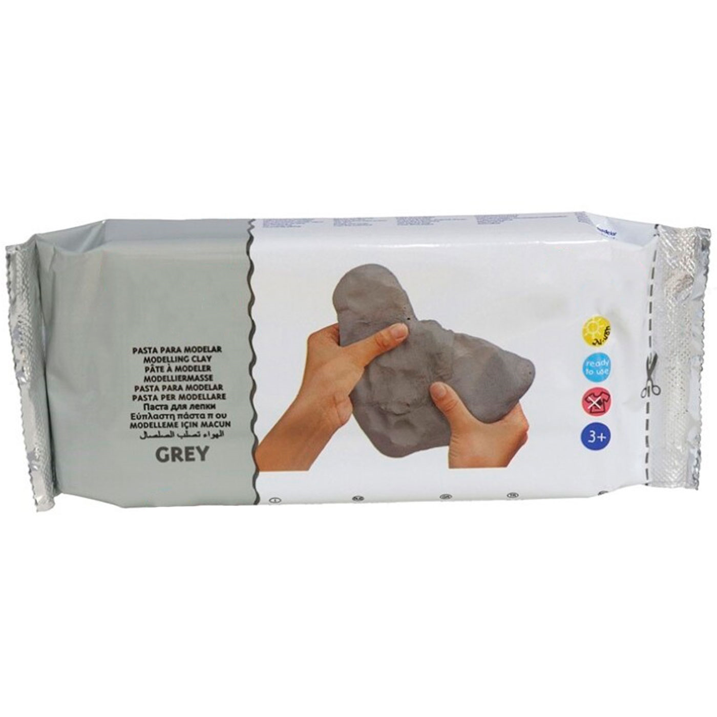 Tradineur - Pasta para modelar, secado al aire, arcilla flexible, suave y maleable, ideal para hacer manualidades, artesanía (Gris, 250 g)