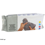 Tradineur - Pasta para modelar, arcilla suave, flexible y maleable, secado al aire, ideal para hacer manualidades, artesanía (Gris, 500 g)