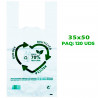 Tradineur - Pack de 150 bolsas tipo camiseta de plástico, reutilizables, gran resistencia, cumplen normativa, aptas para uso ali